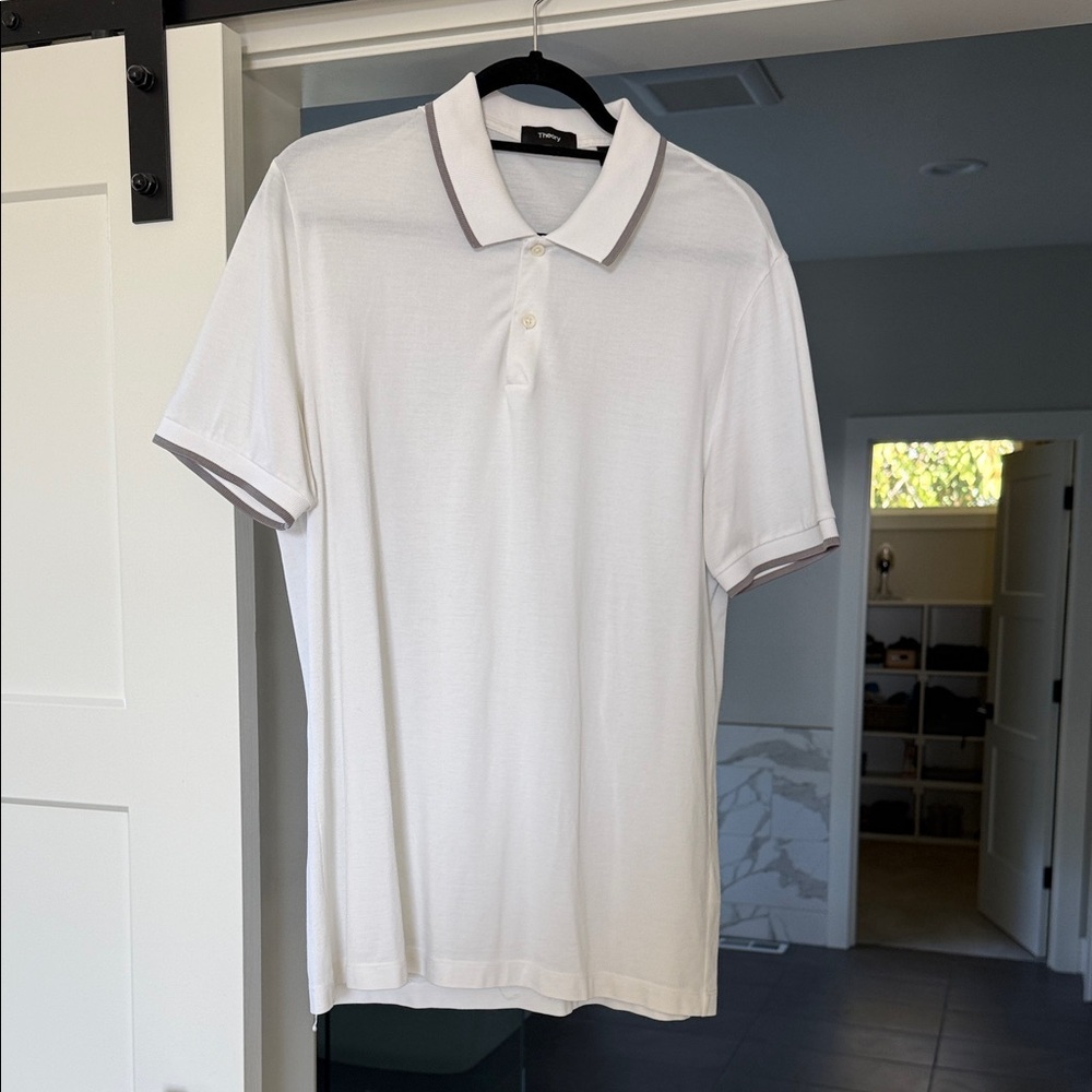 Theory White Polo Shirt with Gray Accents